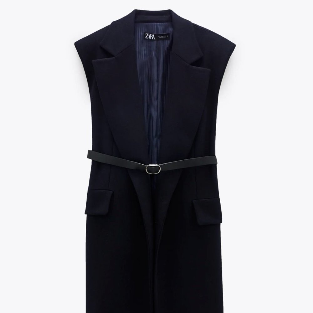 ZARA WOOL BLEND SHOULDER PAD VEST